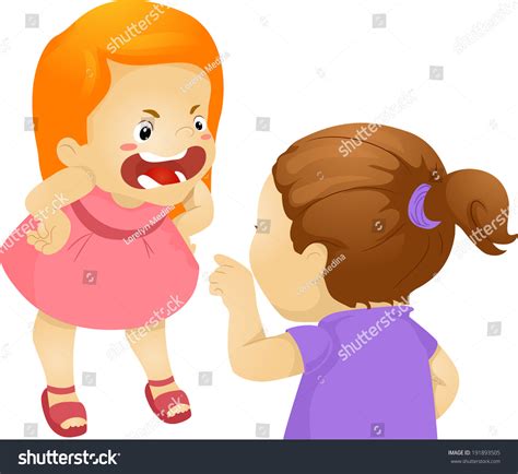 Illustration Featuring Two Girls Fighting Stock Vector 191893505