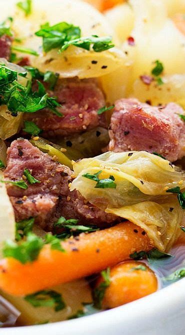 Cook on low for 8 hours or on high for 4 hours. Slow Cooker Corned Beef and Cabbage Stew | Slow cooker ...