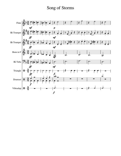 I just gave my daughter of five years old to rehearse on the grand piano. Song of Storms Sheet music for Flute, Trumpet, French Horn, Tuba | Download free in PDF or MIDI ...