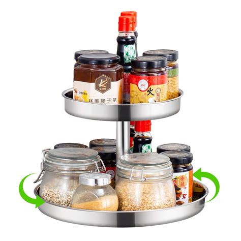 Buy Spice Racks For Cabinets Kitchen Spices Turntable 2 Tier Cabinet
