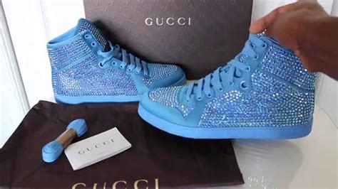 Designer Sneakers Gucci Coda High Top Sneaker With Blue Crystal