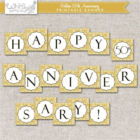 Instant Download 50th Anniversary Banner Golden Anniversary Etsy