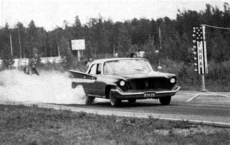 old drag racing photo from Finland, 1961 chrysler newport at legendary race track which is now