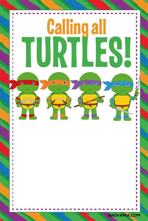Free Printable Ninja Turtle Invitation Template Printable Templates