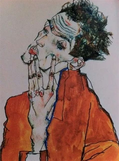 Egon Schiele Self Portrait Man In Orange Jacket Egon Schiele