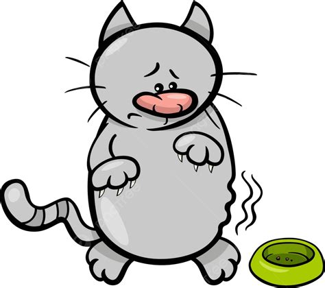 Hungry Cat Cartoon Illustration Clip Art Tail Pet Vector Clip Art
