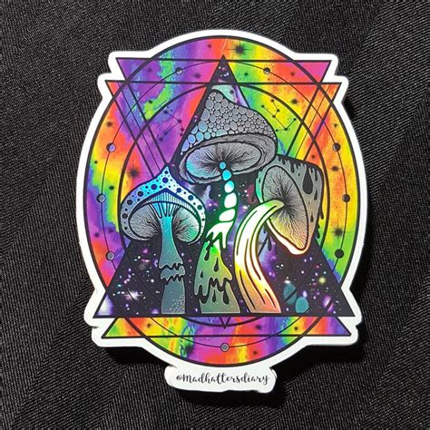 Trippy Holographic Sticker Pack X10 Mushroom Stickers Alien Etsy