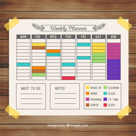 Colorful Calendar Weekly Planner Template Printable