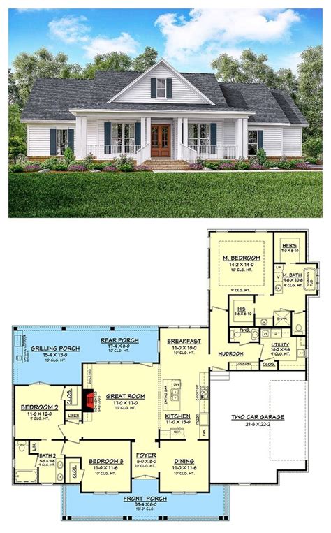 Heated area of this modern farmhouse plan is approximately 4,300 sq ft. Classic 3 Bed Country Farmhouse Plan | House plans ...
