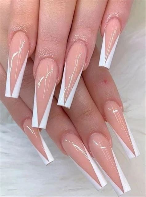 38 Elegant French Tip Coffin Nails Youll Love In Summer Page 17 Of