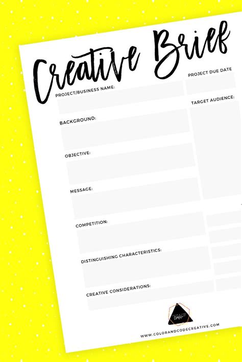 How To Define Your Business Free Creative Brief Worksheet Pdf Color