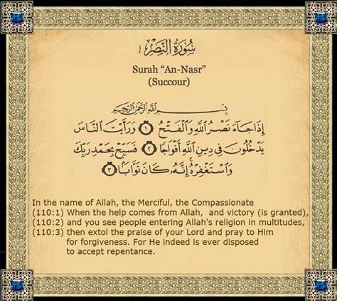 Surah Al Nasr Quran Translation And Verses