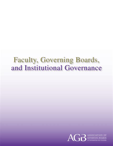 Faculty Governing Boards And Institutional Governance