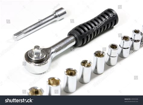 Details Of A Socket Wrench Or Ratchet And A Set Of Different Size