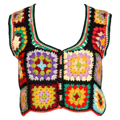 Adolfo For I Magnin S Vintage Wool Granny Squares Hand Crochet