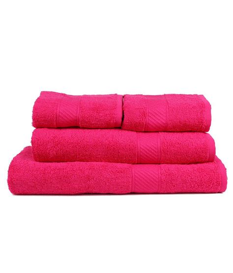 Trident Hot Pink 4 Pcs Couple Bath Towels Set Buy Trident Hot Pink 4