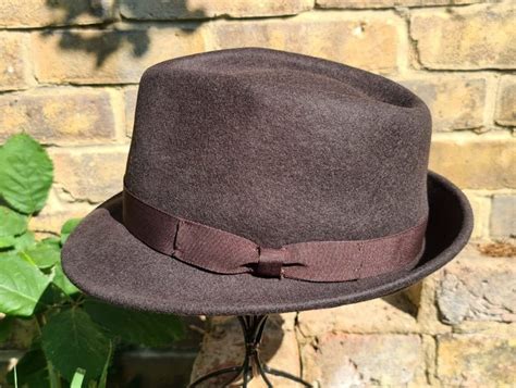 Mens Trilby Hat 1950s Retro Brown 100 Wool Vintage Style Etsy