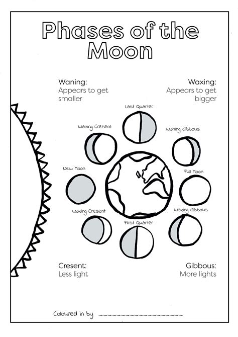 Moon Cycle Colouring Printable Kindergarten Reading Worksheets