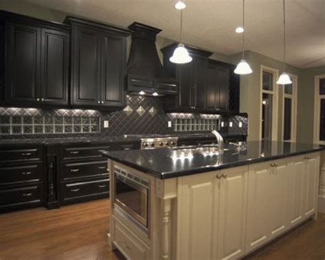 Black kitchen cabinets perfectly complement stainless steel appliances and bold accents. Kitchen Countertops Pictures Gallery | QNUD