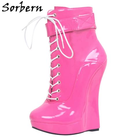 Sorbern Wedge High Heel Ankle Boots For Women Platform Shoes