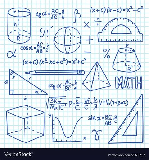Doodle Maths And Geometry Concept Trigonometry Vector Image
