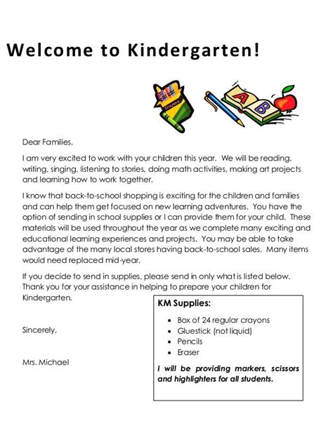 Welcome To Kindergarten Dear Families I Am Very Excited To Work With