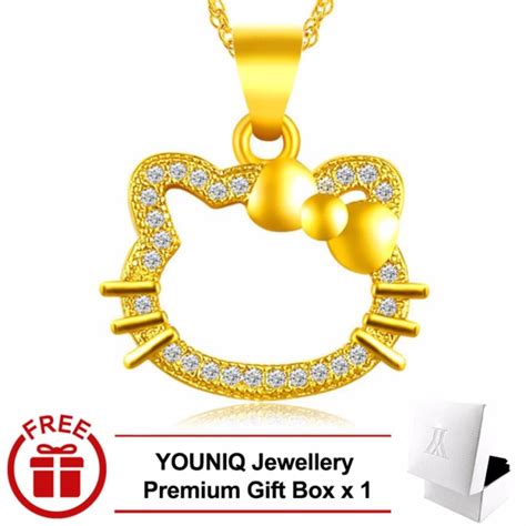 Youniq Premium Diamond Kitty 24k Gold Plated Pendant