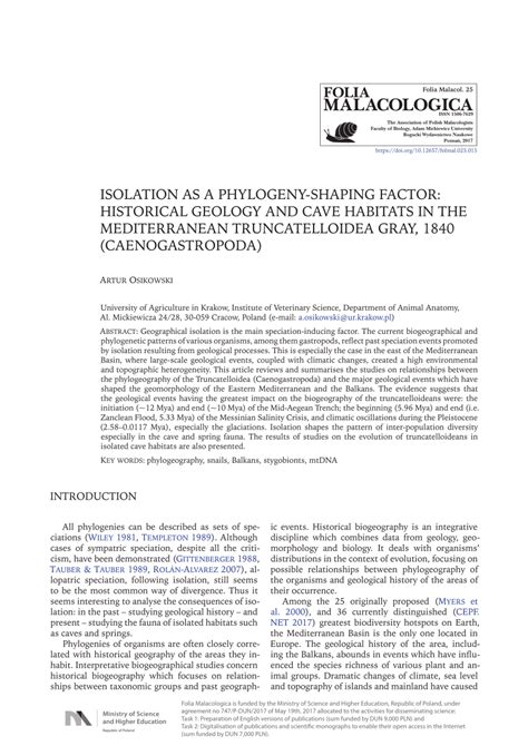 pdf isolation as a phylogeny shaping factor historical geology and cave habitats in the