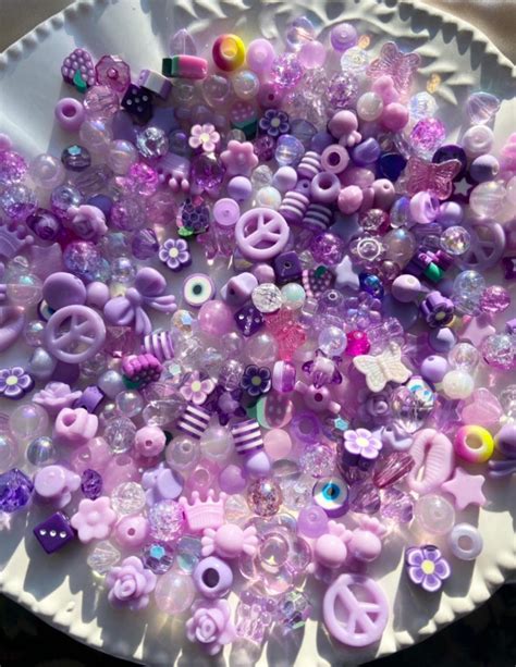 Purple Rave Jewelry Kandi Bead Mix Y2k 90s Kawaii Mixed Beads Diy