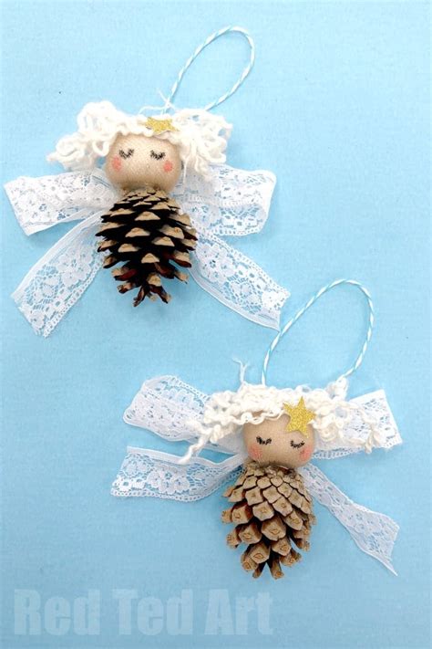 Pine Cone Angel Ornament Diy Red Ted Art Kids Crafts