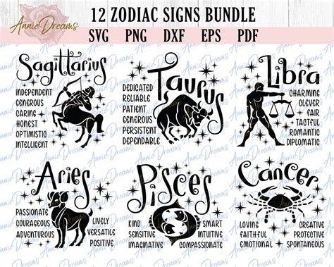 Zodiac Signs Svg Bundle Horoscope Svg Bundle Zodiac Signs Etsy
