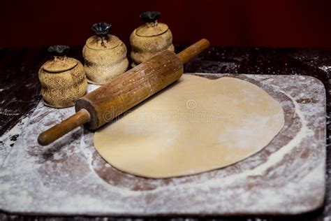 Roll Out Dough With Rolling Pin Stock Image Image Of Advertising