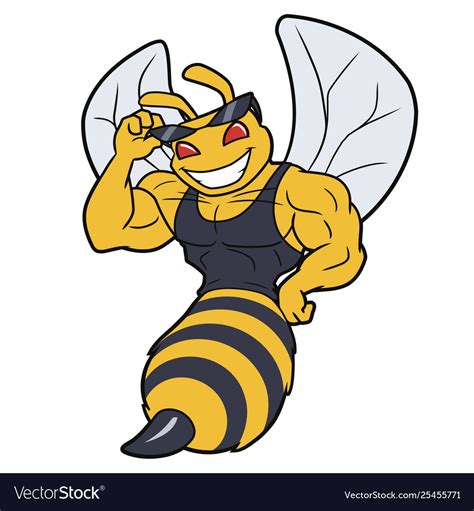 Muscled Bee Mascot 2 Royalty Free Vector Image