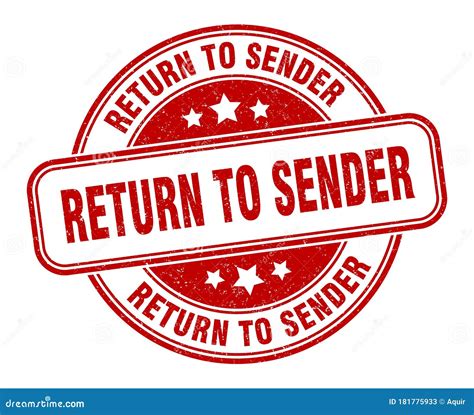 Return To Sender Stamp Return To Sender Round Grunge Sign Stock Vector