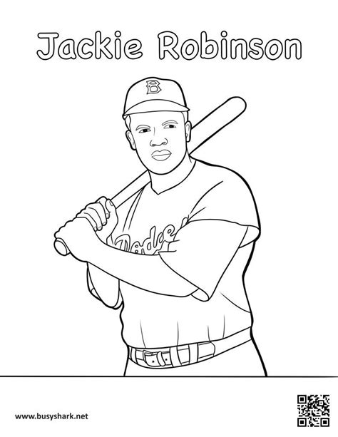 Jackie Robinson Coloring Page Free Printable Busy Shark