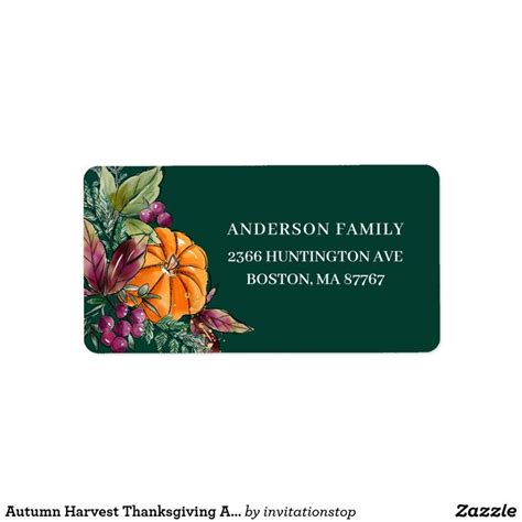 Autumn Harvest Thanksgiving Address Label Harvest Thanksgiving