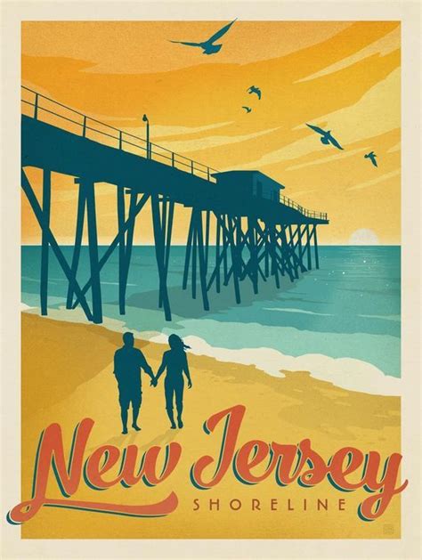 New Jersey Shoreline ~ Anderson Design Group Travel Posters Postcard