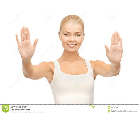 Woman Showing Palms Royalty Free Stock Photos - Image: 30835348