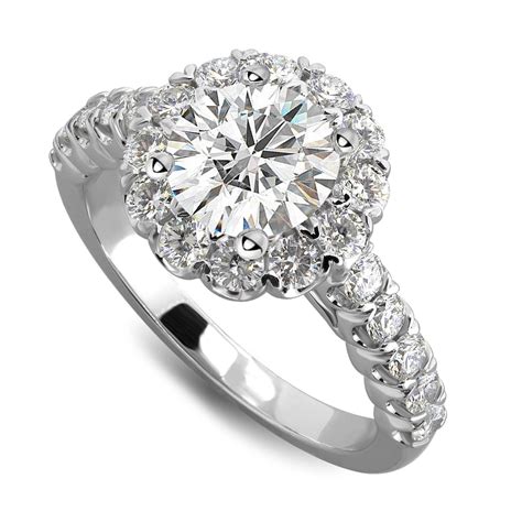 Split Shank Round Halo Diamond Engagement Ring 085 Carats Gold Or