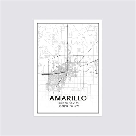 Amarillo Map Print City Map Wall Art Amarillo Texas Map Etsy