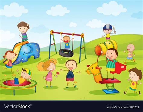 Kids At Playground Royalty Free Vector Image Vectorstock