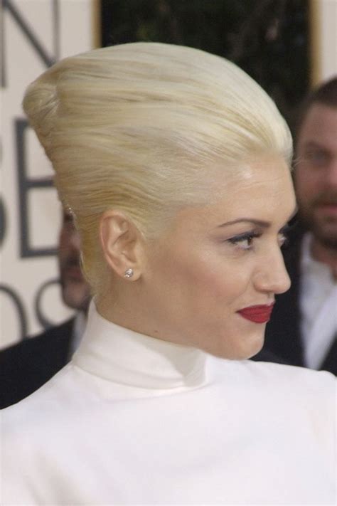 Gwen Stefani Straight Platinum Blonde Beehive Updo Hairstyle Steal Her Style