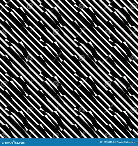 Vector Seamless Diagonal Zig Zag Line Pattern Black And White Abstract
