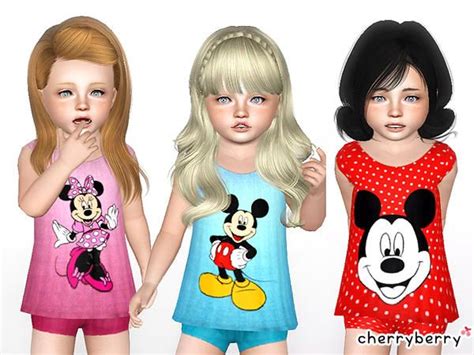 Cherryberrysims Minnie And Mickey Mouse Outfit Sims 4 Toddler Sims 4