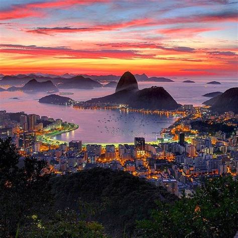 Sunset Rio De Janeiro Guanabara Bay National Parks Trip Brazil