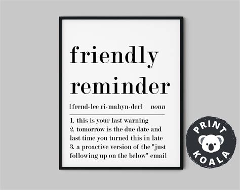Funny Home Office Art Friendly Reminder Definition Print Etsy