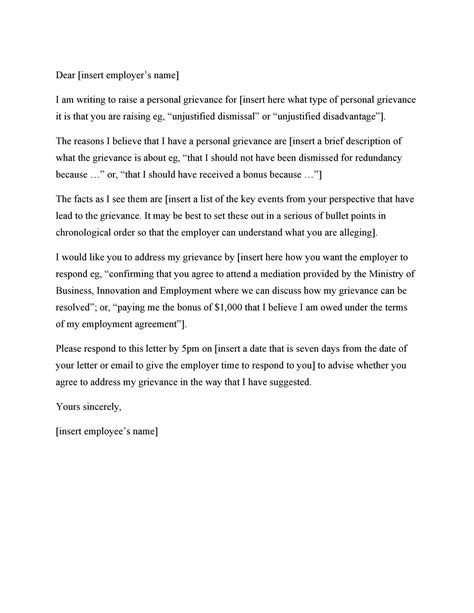 Unfair Treatment At Work Sample Letter Collection Letter Template
