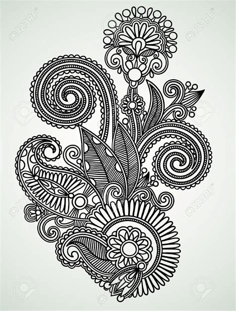 Intricate Hand Draw Line Art Ornate Flower Design Elloras In 2019