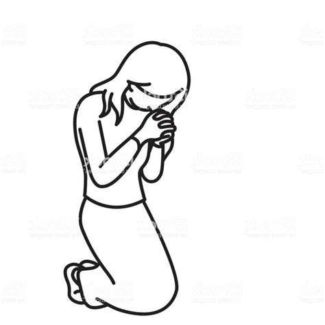 Person Kneeling Drawing Kneeling Praying Drawing Man Woman Clipartmag