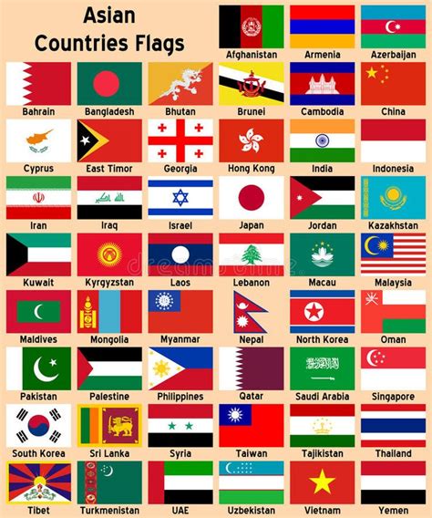 Asian Countries Flags Illustrations Showing All The Asian Countries Flags Afgh Spon